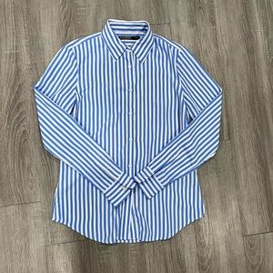 Light blue and white button-down dress shirt